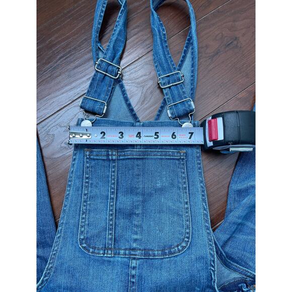 Madewell Skinny Overalls Raw Hem Denim Overalls Medium Blue Wash Size XS H5926 - Picture 8 of 11